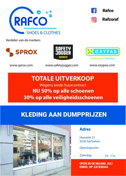 Totale uitverkoop kleding en (veiligheids)schoenen