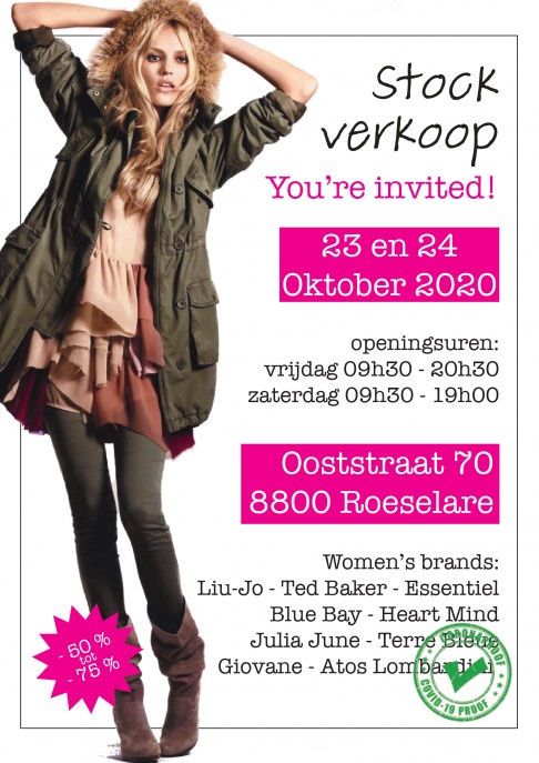 Grote Stockverkoop Merkkledij te Roeselare op 23 & 24 Oktober - 2