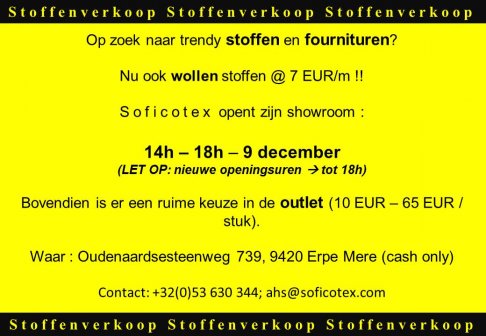 Stoffenverkoop + Outlet @ 10 eur/stuk