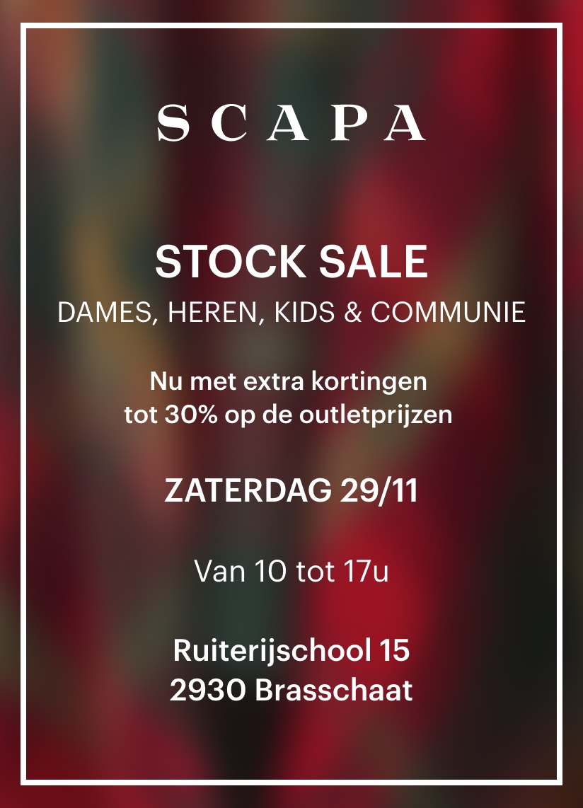 SCAPA Stockverkoop: DAMES – HEREN – KIDS & COMMUNIE