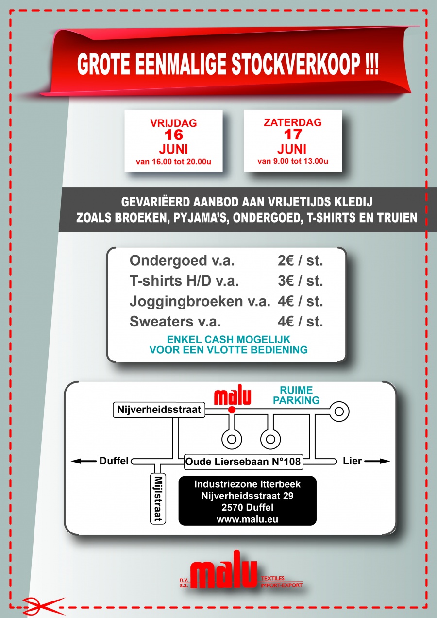 Grote stockverkoop  van vrijetijdskleding aan fabrieksprijzen