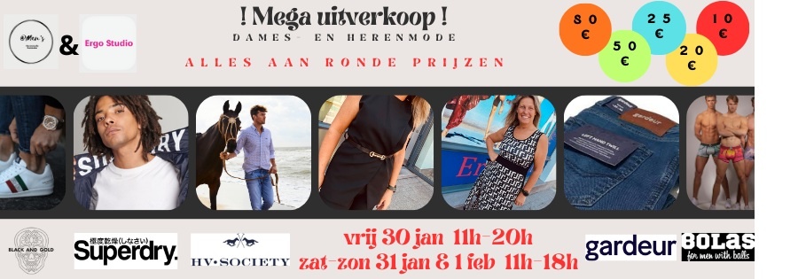 Totale uitverkoop Dames-en herenkleding