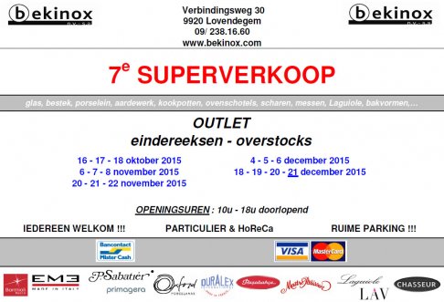 Superverkoop Bekinox (kookmateriaal)