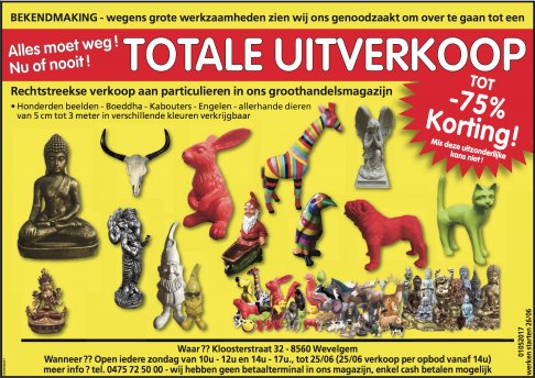 Totale uitverkoop - Rechtstreekse verkoop aan particulieren in ons groothandelsmagazijn