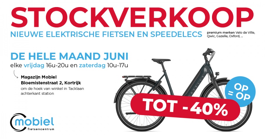 Stockverkoop elektrische fietsen (fietsencentrum vzw Mobiel)