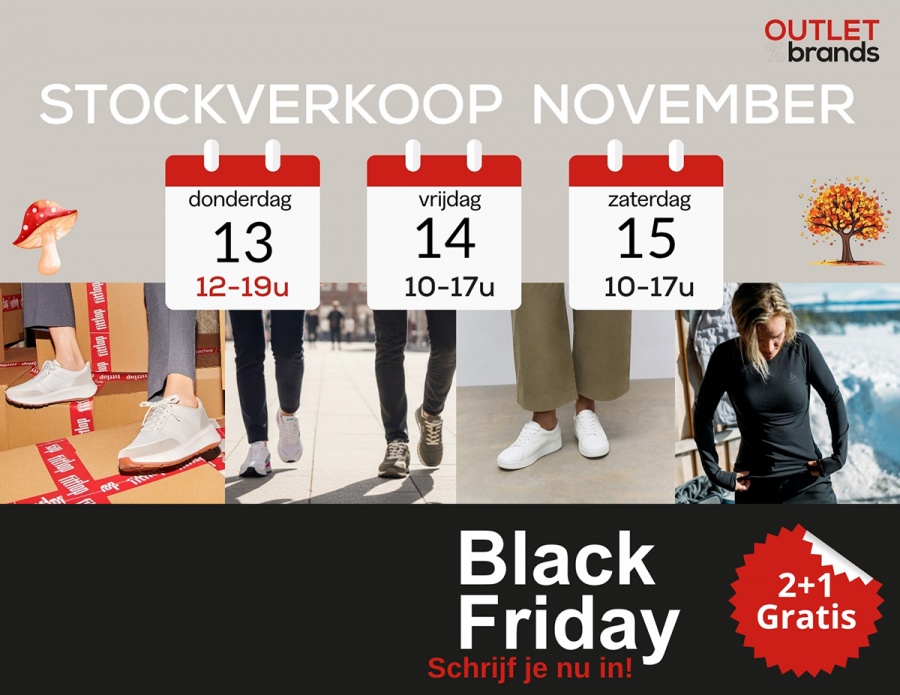 Outlet Brands november stockverkoop + Black Friday Actie