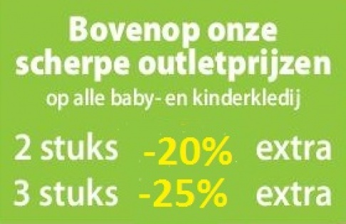 Koppelkorting!! Bovenop onze scherpe outletprijzen: 2 stuks -20%, vanaf 3 stuks -25% / Ook korting op WOODY zomer 2017!!