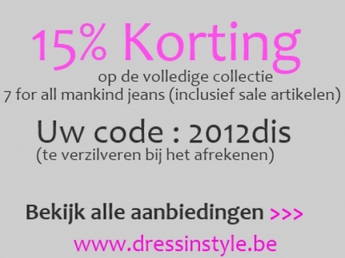 15% korting op alle outlet 7 FOR ALL MANKIND jeans bij Dress In Style
