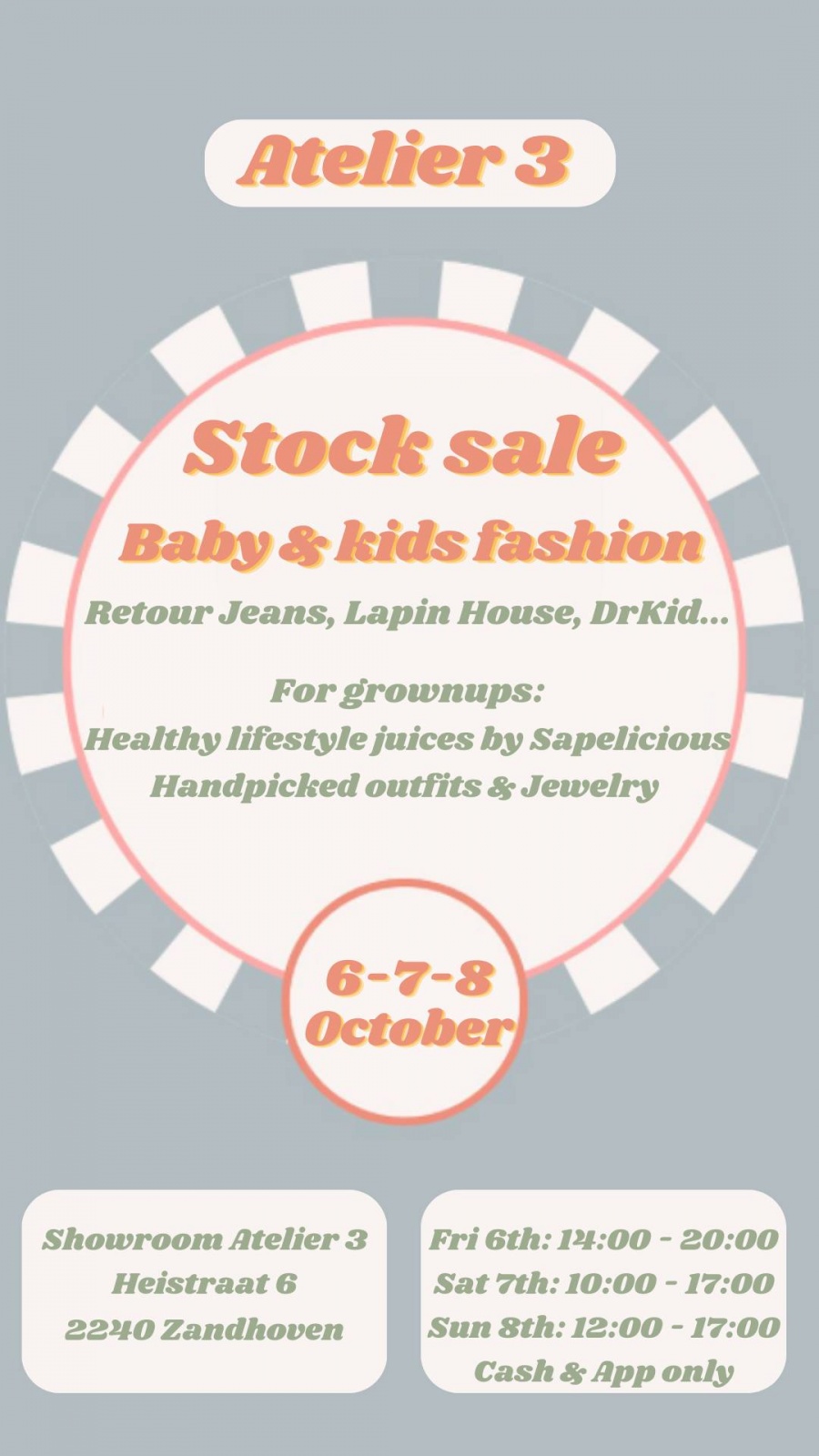 Stock- en samplesale baby & kidsfashion Atelier 3