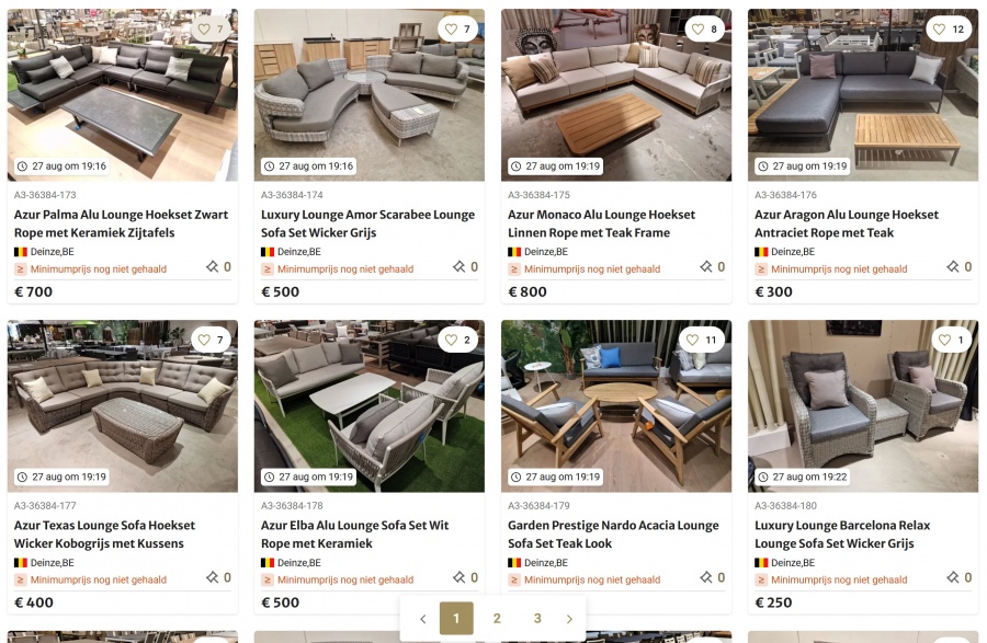Unieke online veilingverkoop van PREMIUM TUINMEUBELEN via Vavato.com - Alles mag weg! - 2