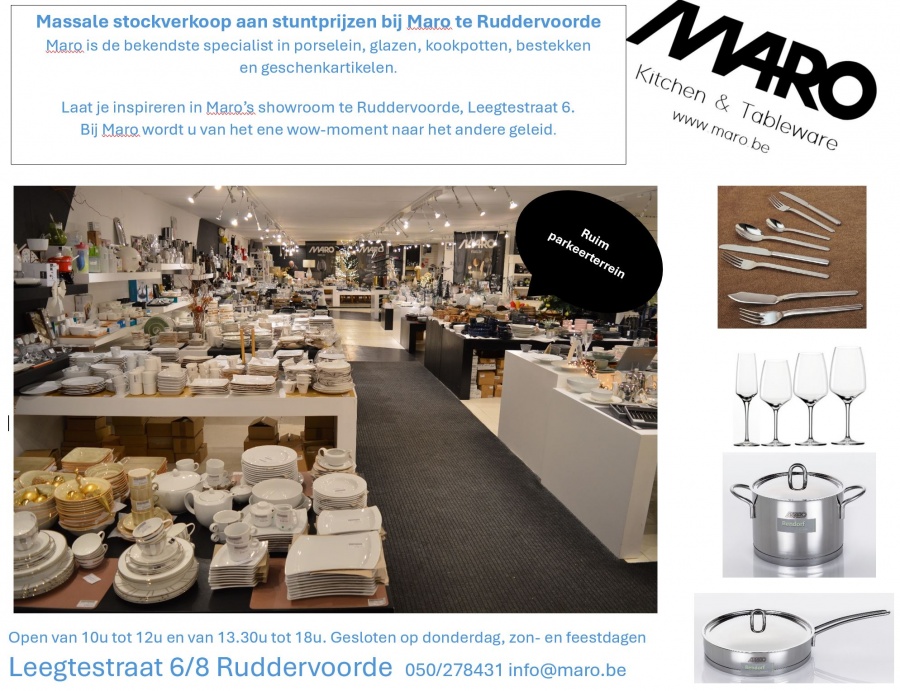 Massale stockverkoop aan stuntprijzen bij Maro te Ruddervoorde 
