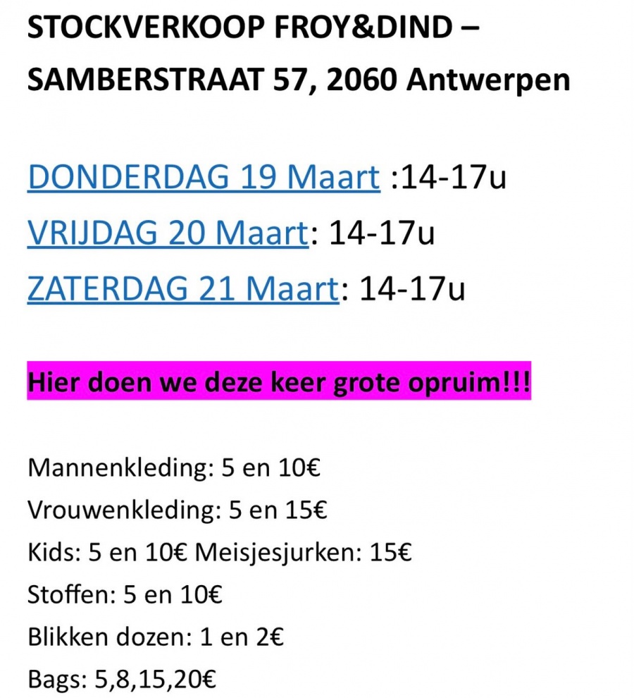 Stockverkoop froy & dind