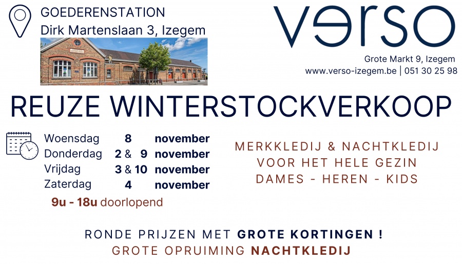 Winterstockverkoop merk-&nachtkledij VERSO