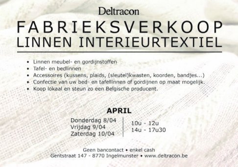 GEANNULEERD: Fabrieksverkoop Linnen Interieurtextiel (April 2021)