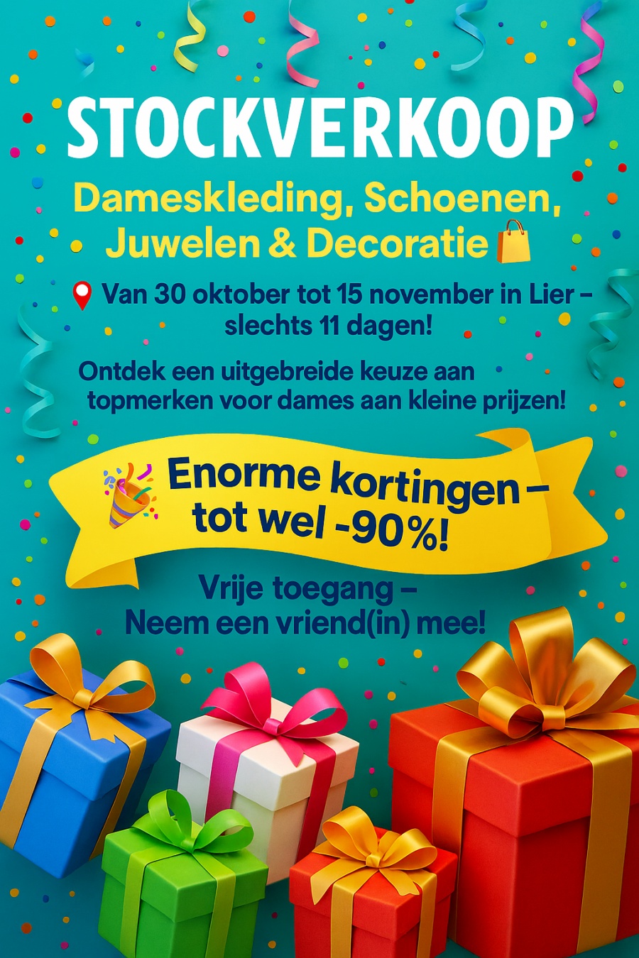 STOCKVERKOOP Dameskleding, Schoenen, Juwelen & Decoratie