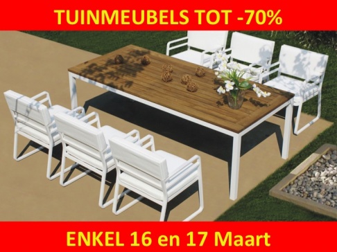 TUINMEUBEL UITVERKOOP VAN IMPORTATEUR -30% tot -70% (Hoeilaart)