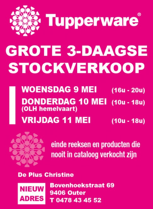 3 Daagse Stockverkoop Tupperware