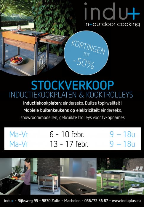 STOCKVERKOOP indu+ mobiele buitenkeukens en inductiekookplaten