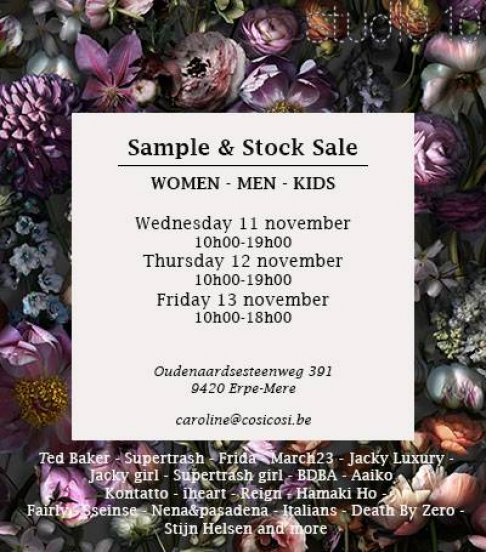 Sample and Stock sale van merkkleding voor volwassenen en kinderen
