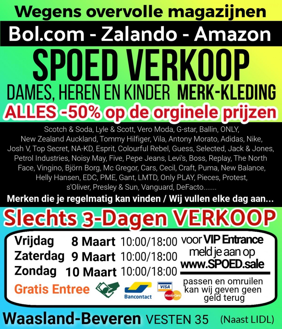 3-dagen SPOED SALE MERK-KLEDING Waasland-Beveren