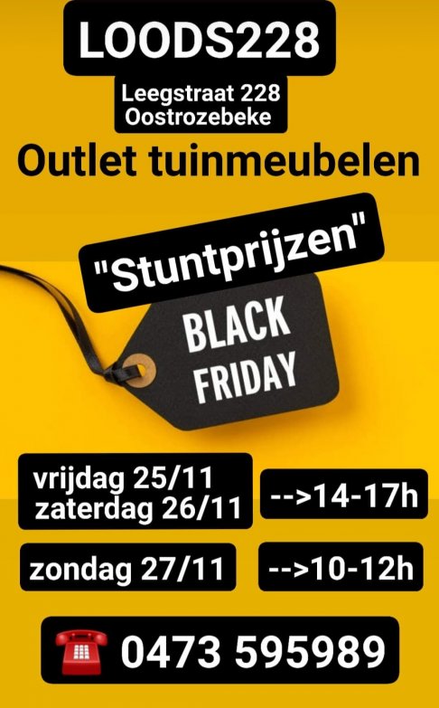 Black Friday deals tuinmeubelen, binnenmeubelen, verlichting, decoratie, heaters, bloembakken, parasols, olijfbomen, citroenbomen, druivelaars etc...