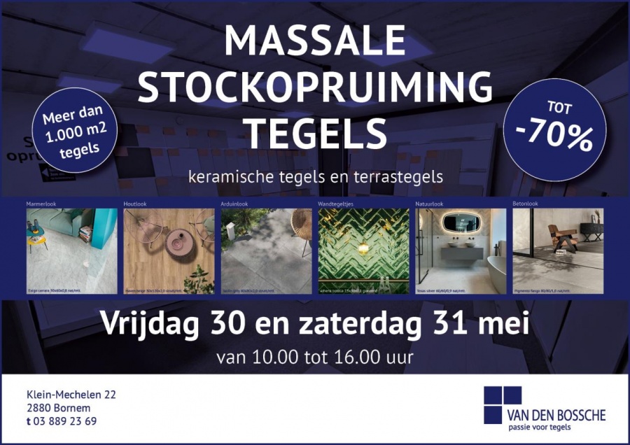 Massale stockopruiming tegels