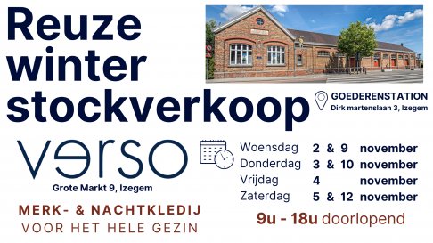 Reuze winterstockverkoop merk-&nachtkledij VERSO