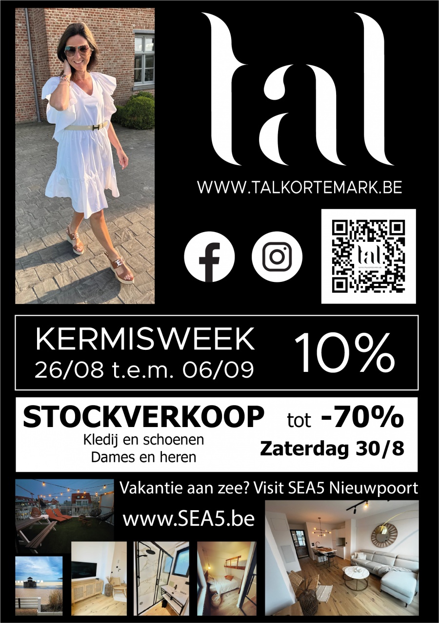 Grote stockverkoop kledij en schoenen dames en heren Tal Kortemark