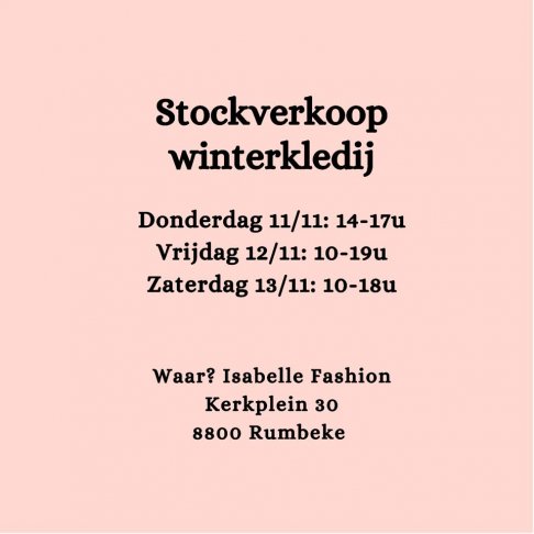 Stockverkoop winterkledij Isabelle Fashion