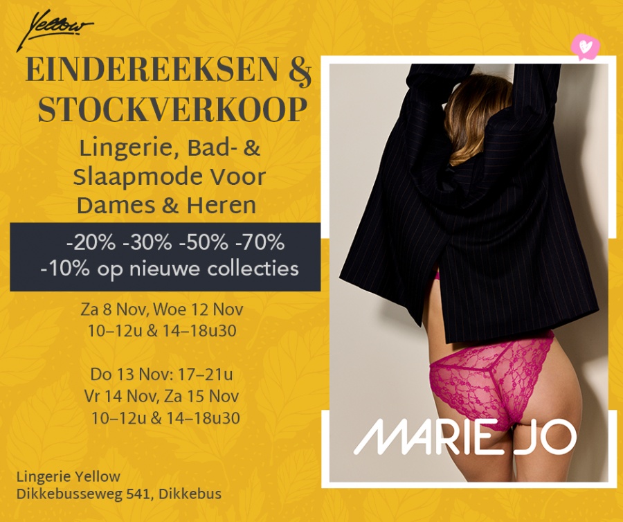 Verkoop van stock en eindereeksen lingerie, slaap- en badmode voor dames, heren en kinderen