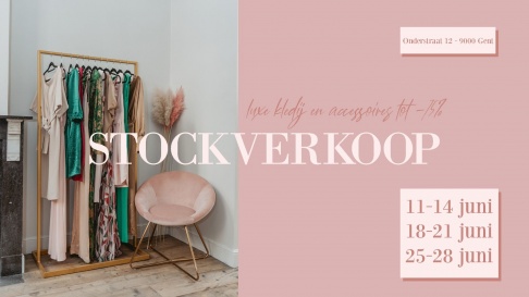 Stockverkoop van luxekledij en accessoires.