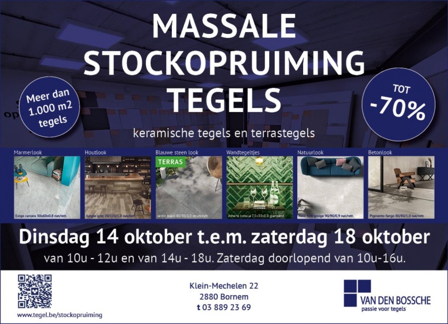 Massale stockopruiming tegels