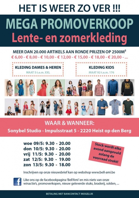 Mega-promoverkoop lente- & zomerkleding voor dames, heren & kids