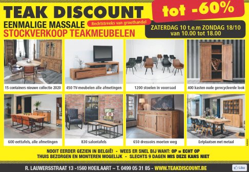 TEAK MEUBELEN  FABRIEKSVERKOOP van GROOTHANDEL ,ALLES van -30% tot -70%