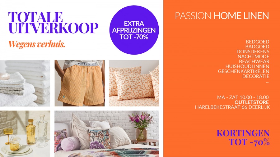 Totale uitverkoop bij Passion Home Linen