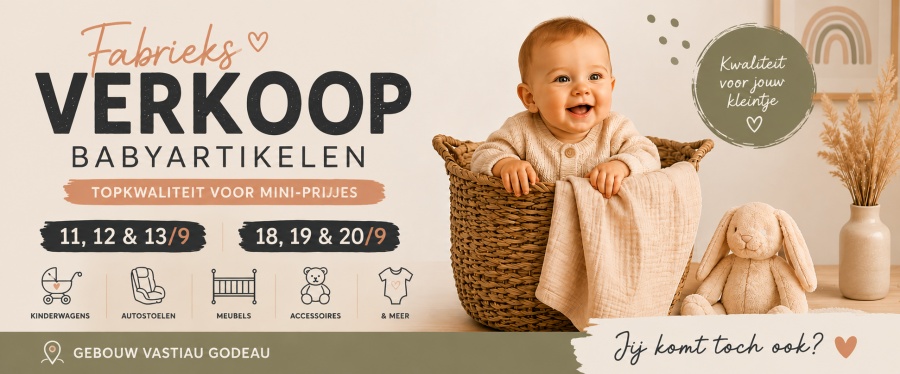 Grote fabrieksverkoop babyartikelen