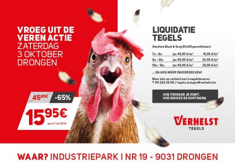 Liquidatie keramische tegels - Verhelst Drongen - zaterdag 3 oktober - 1