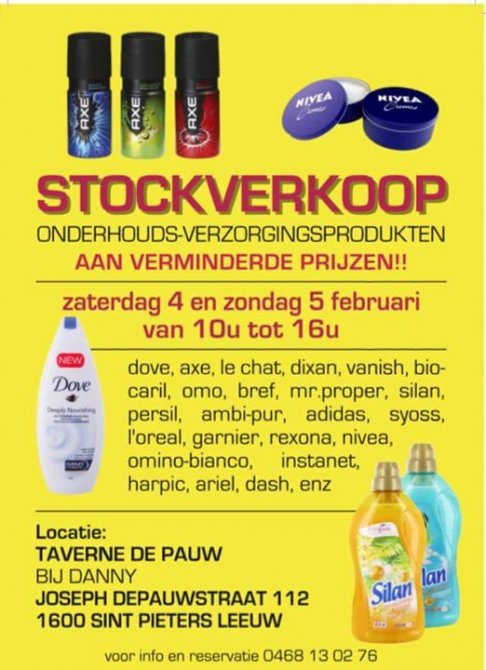 Stockverkoop Onderhoudsproducten T pauwke