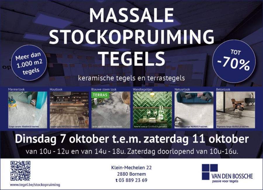 Massale stockopruiming Van den Bossche tegels