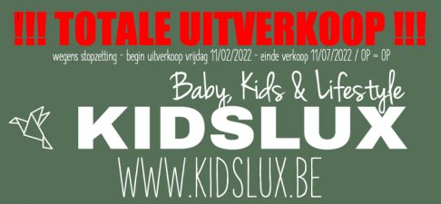 Totale uitverkoop Kidslux webshop