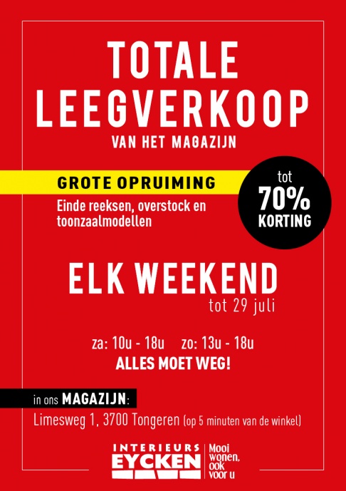 Interieurs Eycken - Magazijnverkoop 'Totale uitverkoop' (Tongeren)