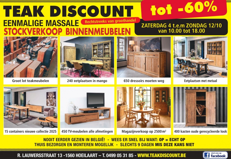 FABRIEKSVERKOOP MASSIEVE MEUBELEN te Hoeilaart rechtstreeks van GROOTHANDEL ,ALLES van -30% tot -70% - 1