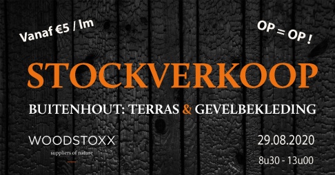 Stockverkoop van buitenhout voor terras of gevelbekleding