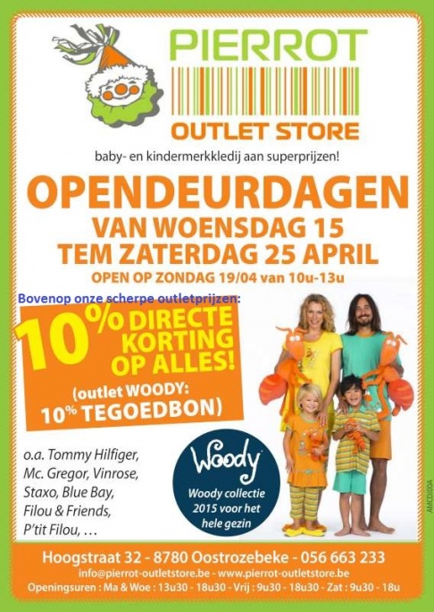 Opendeur bij Pierrot Outletstore - 10% directe korting!!