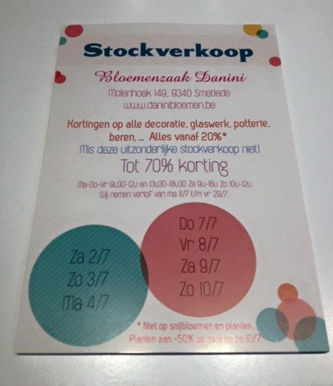 Stockverkoop bloemenzaak Danini