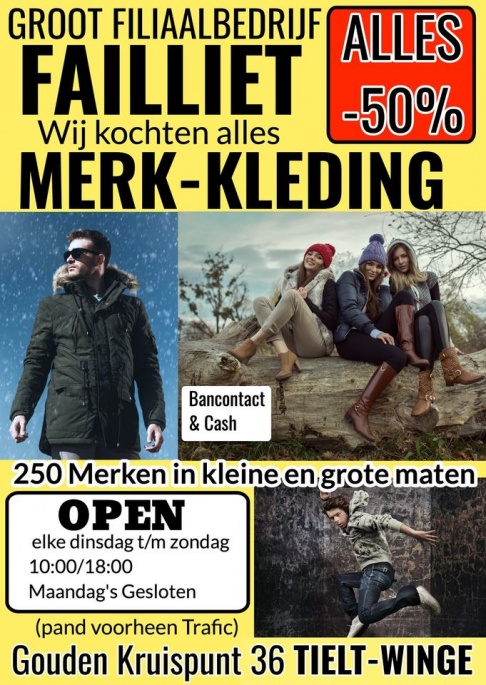 Failliet verkoop merk-kleding gouden kruispunt