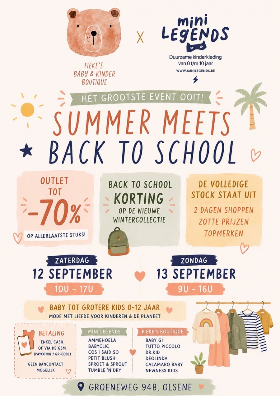 Stockverkoop Mini Legends en Fieke’s Baby & Kinder Boutique