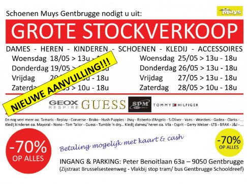 Grote stockverkoop van merkschoenen en -kledij