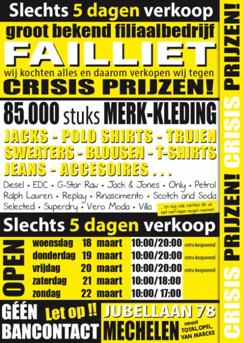 Failliet verkoop merk-kleding mechelen