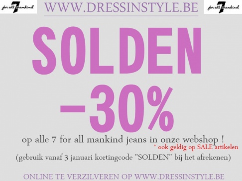 SOLDEN 30% korting op alle 7 for all mankind jeans !!!